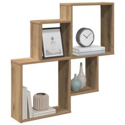 Berkfield Home Wall Shelf Artisan Oak 80x15x78.5 cm Engineered Wood in Brown - thumbnail 2
