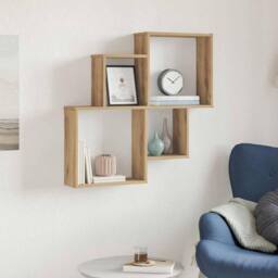 Berkfield Home Wall Shelf Artisan Oak 80x15x78.5 cm Engineered Wood in Brown - thumbnail 3