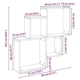 Berkfield Home Wall Shelf Artisan Oak 80x15x78.5 cm Engineered Wood in Brown - thumbnail 9