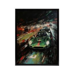 "Artery8 Classic Sports Car Night Race Racing Framed Canvas Wall Art Print in Black - Size: W12"" x H16""" - thumbnail 1