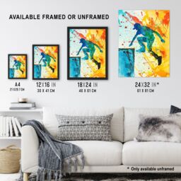 "Artery8 Parkour Jump Urban Sport Colourful Paint Splat Framed Wall Art - Size: W12"" x H16""" - thumbnail 3