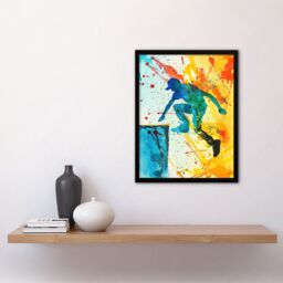 "Artery8 Parkour Jump Urban Sport Colourful Paint Splat Framed Wall Art - Size: W12"" x H16""" - thumbnail 4