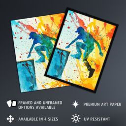 "Artery8 Parkour Jump Urban Sport Colourful Paint Splat Framed Wall Art - Size: W12"" x H16""" - thumbnail 2