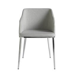 Angel Cerda Grey Upholstered Dining Chair - Chrome Stainless - thumbnail 2