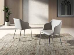 Angel Cerda Grey Upholstered Dining Chair - Chrome Stainless - thumbnail 3