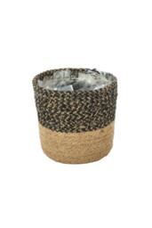 KDMD Black & Natural Jute Basket 12 x 12cm 3 Pack - Size: 12 x 12 cm - thumbnail 1