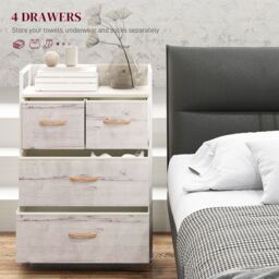 HOMCOM Bedroom Chest of Drawers 4 Drawer Dresser w/ Shelf, Natural - thumbnail 4