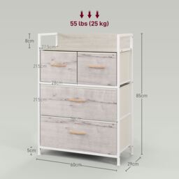 HOMCOM Bedroom Chest of Drawers 4 Drawer Dresser w/ Shelf, Natural - thumbnail 3