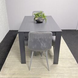 KOSY KOALA Modern Dark Grey Dining Table Set with 2 Grey Velvet Chairs & 2 Grey Benches in Brown - thumbnail 5