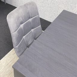 KOSY KOALA Modern Dark Grey Dining Table Set with 2 Grey Velvet Chairs & 2 Grey Benches in Brown - thumbnail 6