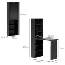 Wyld Haus Havizi 98cm Black 3 Section Fold Out Work Desk Chalkboard & Storage - thumbnail 4