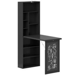 Wyld Haus Havizi 98cm Black 3 Section Fold Out Work Desk Chalkboard & Storage - thumbnail 2