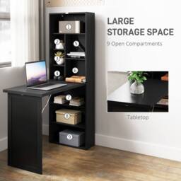 Wyld Haus Havizi 98cm Black 3 Section Fold Out Work Desk Chalkboard & Storage - thumbnail 6