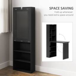 Wyld Haus Havizi 98cm Black 3 Section Fold Out Work Desk Chalkboard & Storage - thumbnail 5