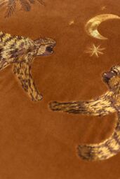 Wylder Tropics Dusk Monkey Embroidered Piped Velvet Cushion in Orange - Size: 50 cm x 50 cm - thumbnail 4