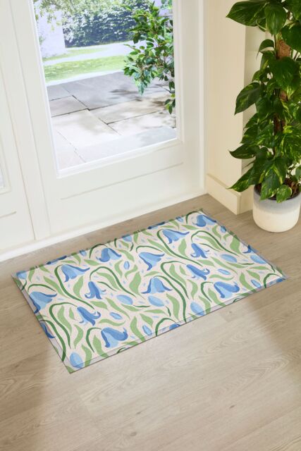 Artsy Mats Bluebells Pattern Doormat in Blue - Size: 90 cm x 60 cm - image 1