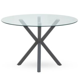 Orsina Stylish Dining Table With Grey Metal Legs, Elegant Small Dining Table, Sturdy Kitchen Table For Dinner - thumbnail 1