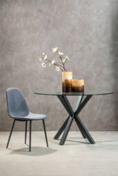 Orsina Stylish Dining Table With Grey Metal Legs, Elegant Small Dining Table, Sturdy Kitchen Table For Dinner - thumbnail 3