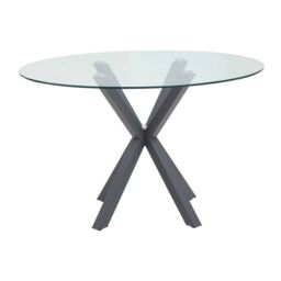 Orsina Stylish Dining Table With Grey Metal Legs, Elegant Small Dining Table, Sturdy Kitchen Table For Dinner - thumbnail 2