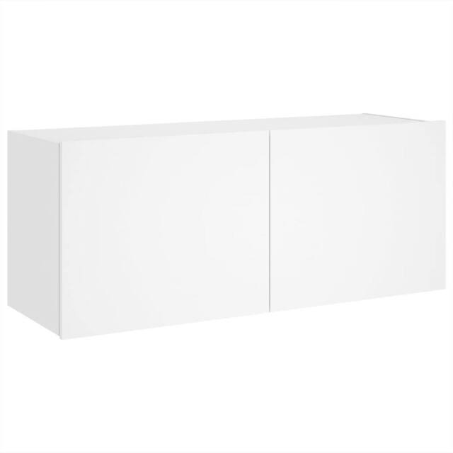 Berkfield Home TV Wall Cabinet with LED Lights White 100x35x41 cm - Size: 100 x 35 x 41 cm - image 1