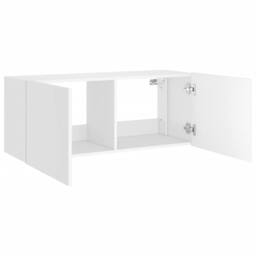 Berkfield Home TV Wall Cabinet with LED Lights White 100x35x41 cm - Size: 100 x 35 x 41 cm - thumbnail 8