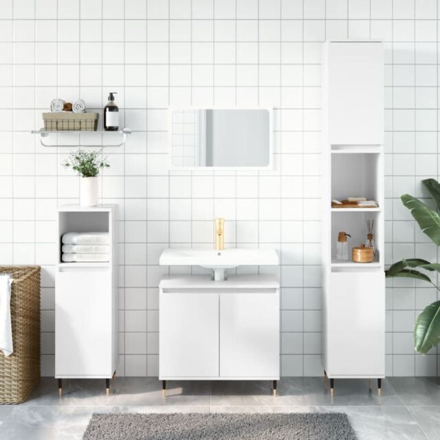 Berkfield Home Bathroom Cabinet High Gloss White 58x33x60 cm Engineered Wood - Size: 58 x 33 x 60 cm - image 1
