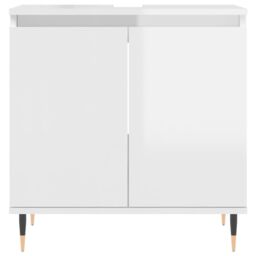 Berkfield Home Bathroom Cabinet High Gloss White 58x33x60 cm Engineered Wood - Size: 58 x 33 x 60 cm - thumbnail 4