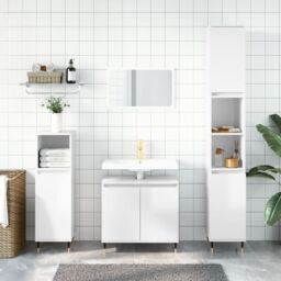 Berkfield Home Bathroom Cabinet High Gloss White 58x33x60 cm Engineered Wood - Size: 58 x 33 x 60 cm
