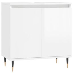 Berkfield Home Bathroom Cabinet High Gloss White 58x33x60 cm Engineered Wood - Size: 58 x 33 x 60 cm - thumbnail 2