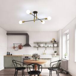 Goeco Vintage Ceiling Light, E27, 180° Adjustable Industrial Chandelier in Black - thumbnail 4