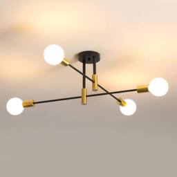 Goeco Vintage Ceiling Light, E27, 180° Adjustable Industrial Chandelier in Black