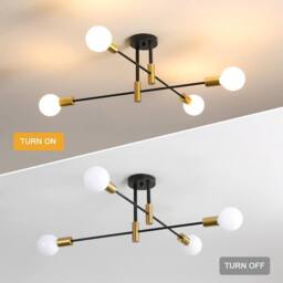 Goeco Vintage Ceiling Light, E27, 180° Adjustable Industrial Chandelier in Black - thumbnail 7