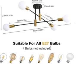 Goeco Vintage Ceiling Light, E27, 180° Adjustable Industrial Chandelier in Black - thumbnail 5