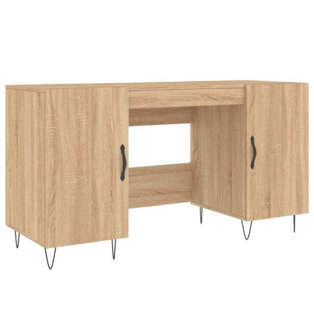 Berkfield Home Desk Sonoma Oak 140x50x75 cm Engineered Wood in Light Brown - Size: 140 x 50 x 75 cm - image 1