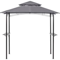 Wyld and Coco Grey Garden Gazebo Powder Coat Steel UV Protective Canopy Shelves - thumbnail 2