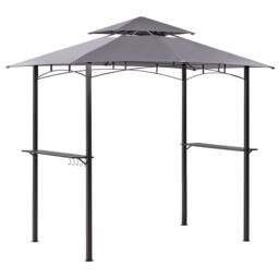 Wyld and Coco Grey Garden Gazebo Powder Coat Steel UV Protective Canopy Shelves - thumbnail 3
