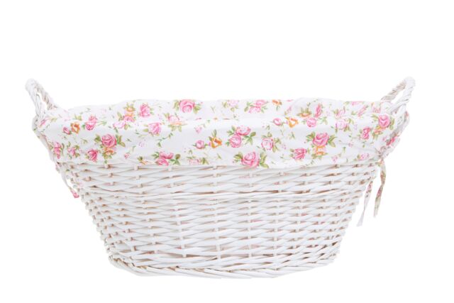 Orsina Carton Of 3 White Wash Split Willow Baskets With Floral Linings - image 1