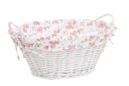 Orsina Carton Of 3 White Wash Split Willow Baskets With Floral Linings - thumbnail 4