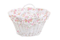 Orsina Carton Of 3 White Wash Split Willow Baskets With Floral Linings - thumbnail 3