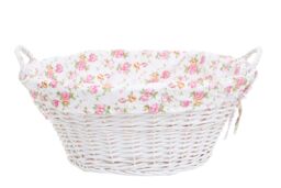 Orsina Carton Of 3 White Wash Split Willow Baskets With Floral Linings - thumbnail 5