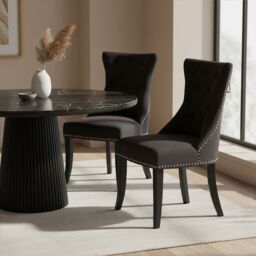 Orsina Regents Park Linen Dining Chair in Black