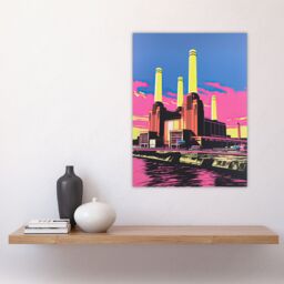 "Artery8 Wall Art Print Battersea Power Station Pop Art Vibrant Pink Yellow Blue Poster - Size: W18"" x H24""" - thumbnail 4