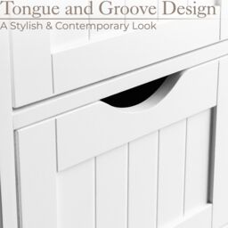 Christow Bathroom Drawer Cabinet White Wood Storage Unit With 4 Deep Drawers - thumbnail 4