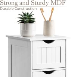 Christow Bathroom Drawer Cabinet White Wood Storage Unit With 4 Deep Drawers - thumbnail 3
