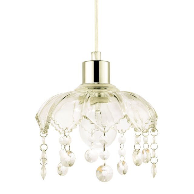 Happy Homewares Traditional & Shabby Chic Clear Glass Easy Fit Pendant Lamp Shade - image 1