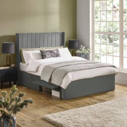Cheshire Coral Steel Grey Dual Storage Door King Bed - King (150cm) - thumbnail 3