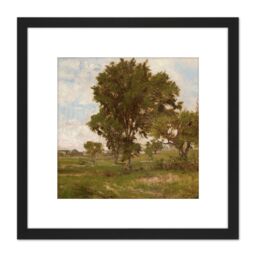 Artery8 Inness The Elm Tree C1880 Painting 8X8 Inch Square Wooden Framed Wall Art Print Picture with Mount in Black - thumbnail 1