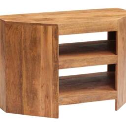 Wyld Haus Manila Corner TV Unit Light Mango Wood Open Two Shelf in Brown - thumbnail 3