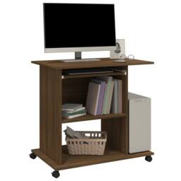Berkfield Home Modern Computer Desk Brown Oak 80x50x75 cm Engineered Wood - Size: 80 x 50 x 75 cm - thumbnail 4