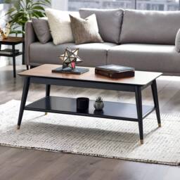 Cheshire Balmoral Modern Coffee Table With Shelf in Walnut & Black - thumbnail 2